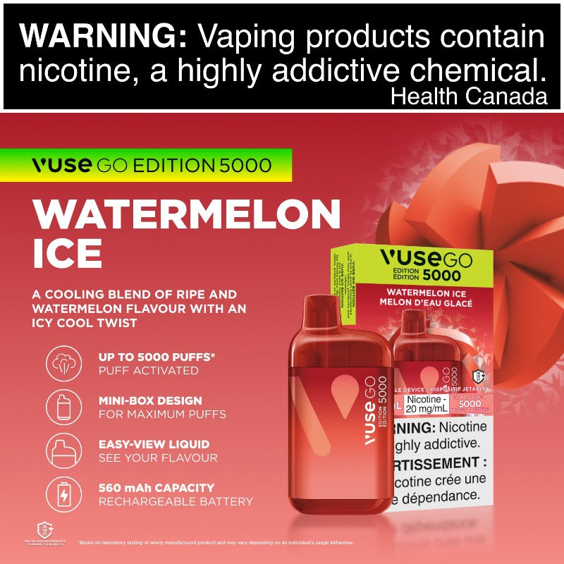 1. BEST VAPE STORE VUSE GO EDITION 5000 WATERMELON ICE DISPOSABLE AT MISTER VAPOR (MR.VAPOR) CANADA
