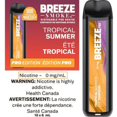 BUY NICOTINE FREE BREEZE PRO TROPICAL SUMMER ZERO NIC DISPOSABLE VAPE STICK TORONTO, BURLINGTON, YORK, WEST TORONTO, STOCKYARD