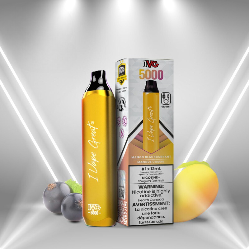 BUY IVG MAX MANGO BLACKCURRANT DISPOSABLE VAPE RECHARGEABLE (5000 PUFF) AT MISTER VAPOR CANADA