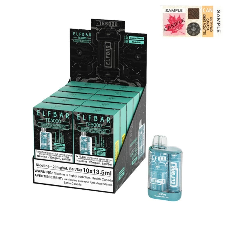 SAME-DAY DELIVERY ELF BAR BLUEBERRY ICE TE5000 DISPOSABLE VAPE AT MISTER VAPOR CANADA
