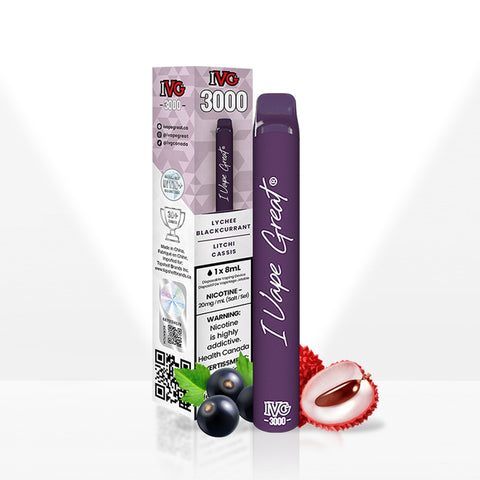 IVG LYCHEE BLACKCURRANT DISPOSABLE VAPE (3000 PUFFS)