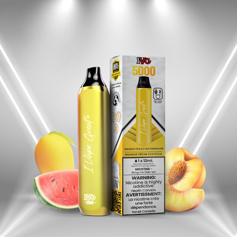 EXCISE TAX !!! IVG MAX MANGO PEACH WATERMELON DISPOSABLE VAPE RECHARGEABLE (5000 PUFF) AT MISTER VAPOR CANADA