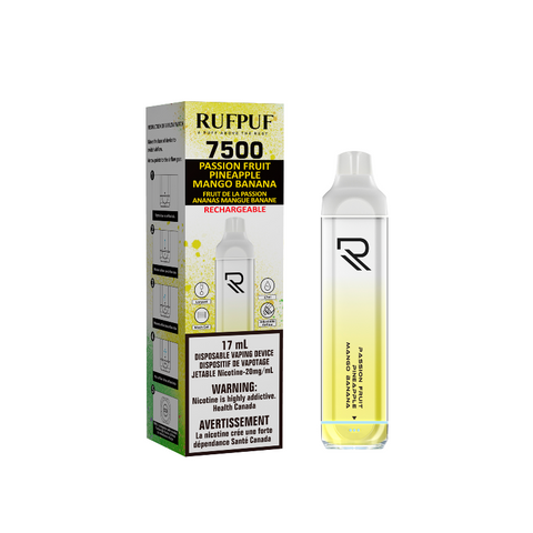 Buy Now! RUFPUF PASSION FRUIT PINEAPPLE MANGO BANANA DISPOSABLE (7500 PUFFS) Mister Vapor