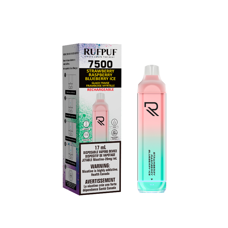 RUFPUF STRAWBERRY RASPBERRY BULEBERRY ICE DISPOSABLE (7500 PUFFS) Mister Vapor Canada