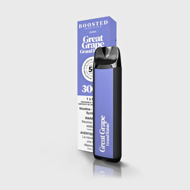 NEW AND IMPROVED BOOSTED BAR PLUS SYNTHETIC 50 GREAT GRAPE AT MISTER VAPOR (MR.VAPOR) CANADA