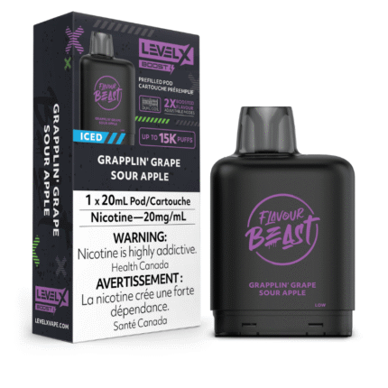Level X G2 Boost Flavour Beast Pods - Grapplin' Grape Sour Apple Iced, 25k Puffs - Pods - Mister Vapor