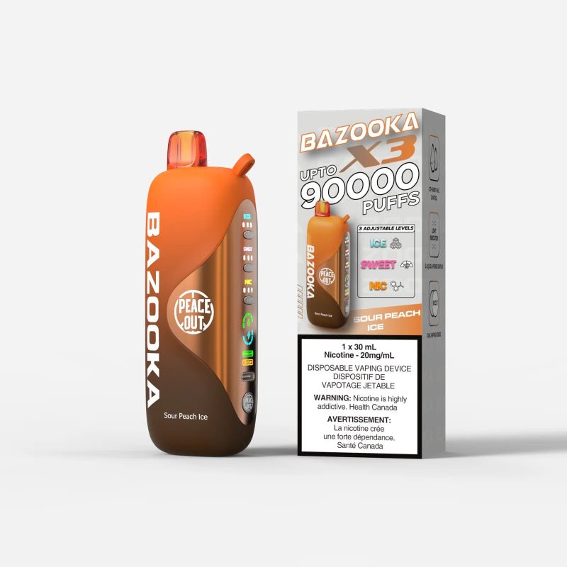 Bazooka 90K S Peach Ice Disposable Vape - DISPOSABLE - Mister Vapor