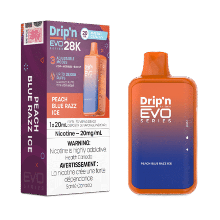 Drip'n EVO 28K Peach Blue Razz Ice Disposable Vape - DISPOSABLE - Mister Vapor