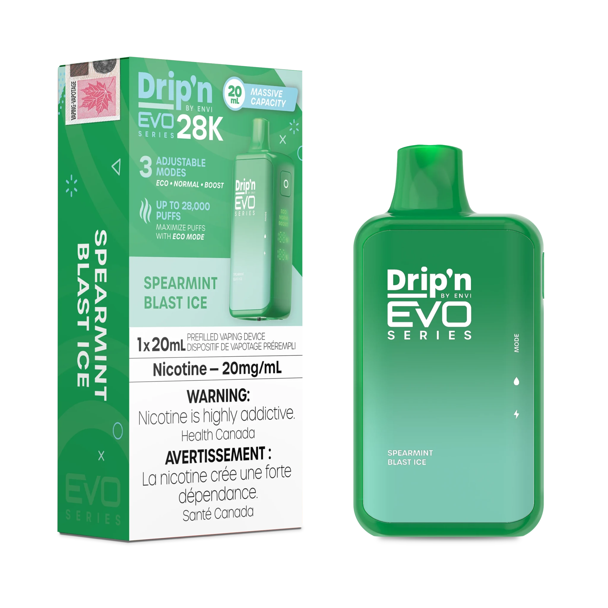 Drip'n EVO 28K Spearmint Blast Ice Disposable Vape - DISPOSABLE - Mister Vapor