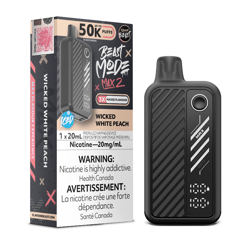 Beast Mode Max 2 50K Wicked White Peach Ice By Flavour Beast - DISPOSABLE - Mister Vapor