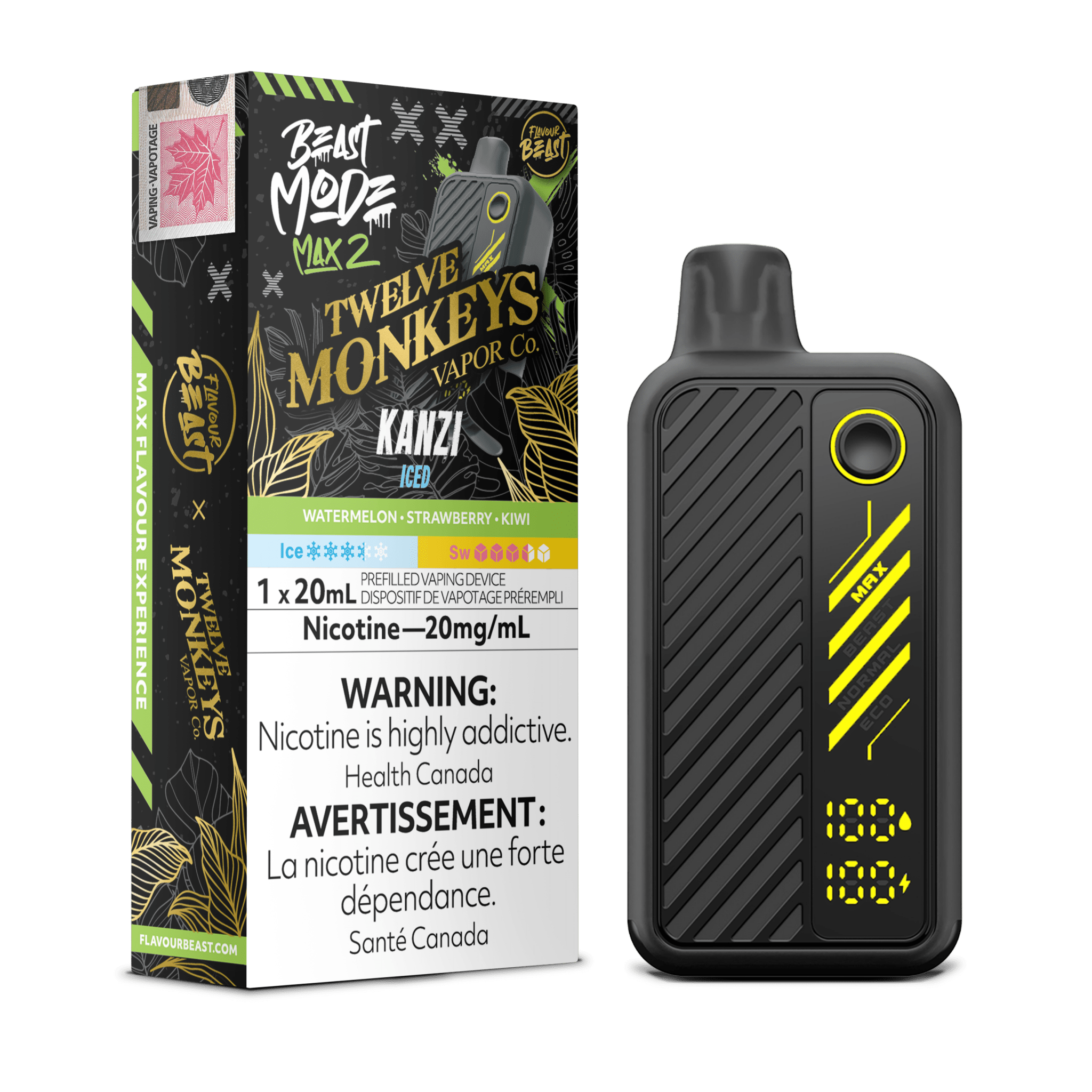 Beast Mode Max 2 50K X Twelve Monkeys Kanzi Iced By Flavour Beast - DISPOSABLE - Mister Vapor