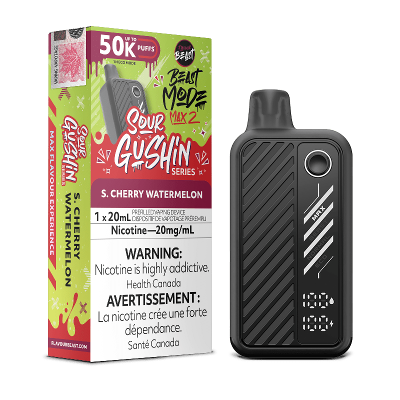 images Beast Mode Max 2 50K Sour Gushin Series S. Cherry Watermelon By Flavour Beast - DISPOSABLE - Mister Vapor