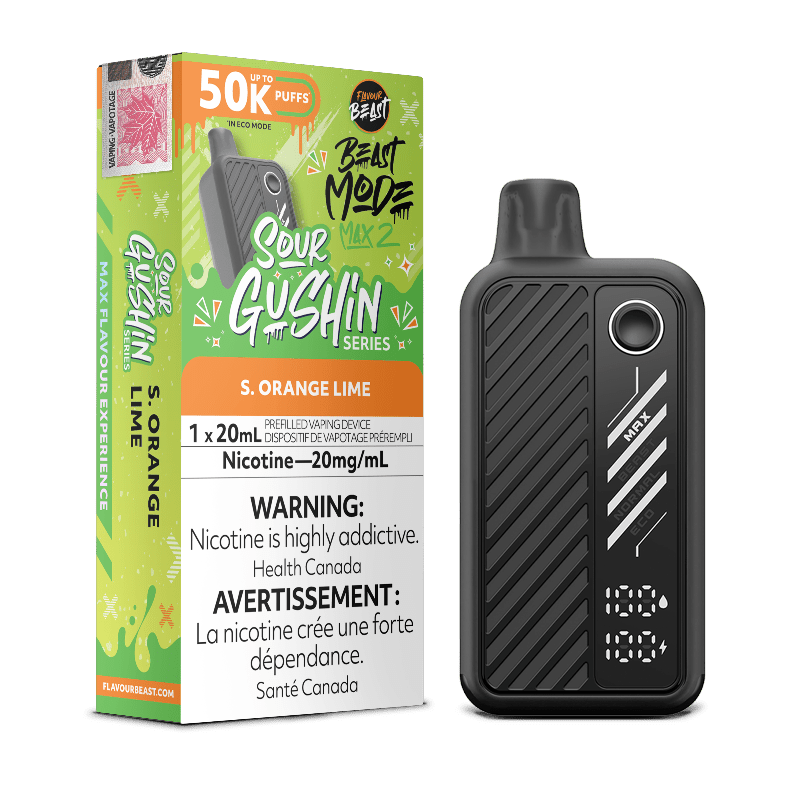 Beast Mode Max 2 50K Sour Gushin Series S. Orange Lime By Flavour Beast - DISPOSABLE - Mister Vapor
