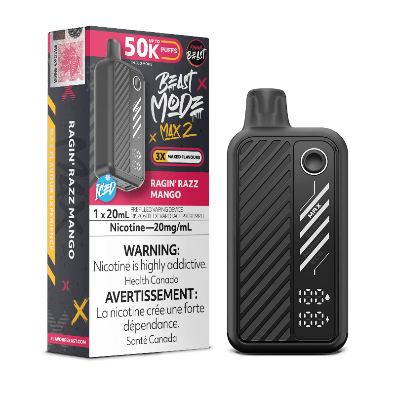 Beast Mode Max 2 50K Ragin' Razz Mango Iced By Flavour Beast - DISPOSABLE - Mister Vapor