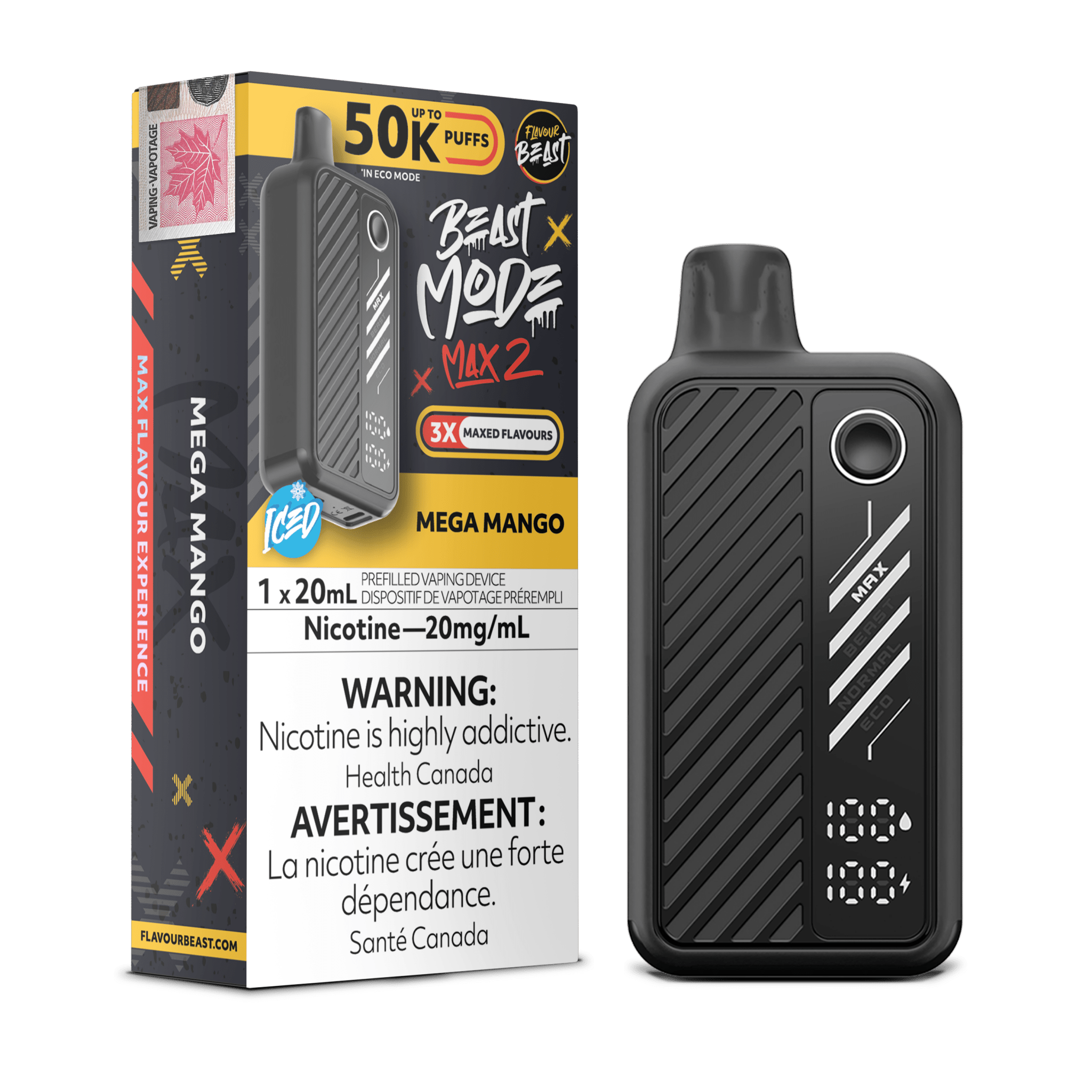Beast Mode Max 2 50K Mega Mango Iced By Flavour Beast - DISPOSABLE - Mister Vapor