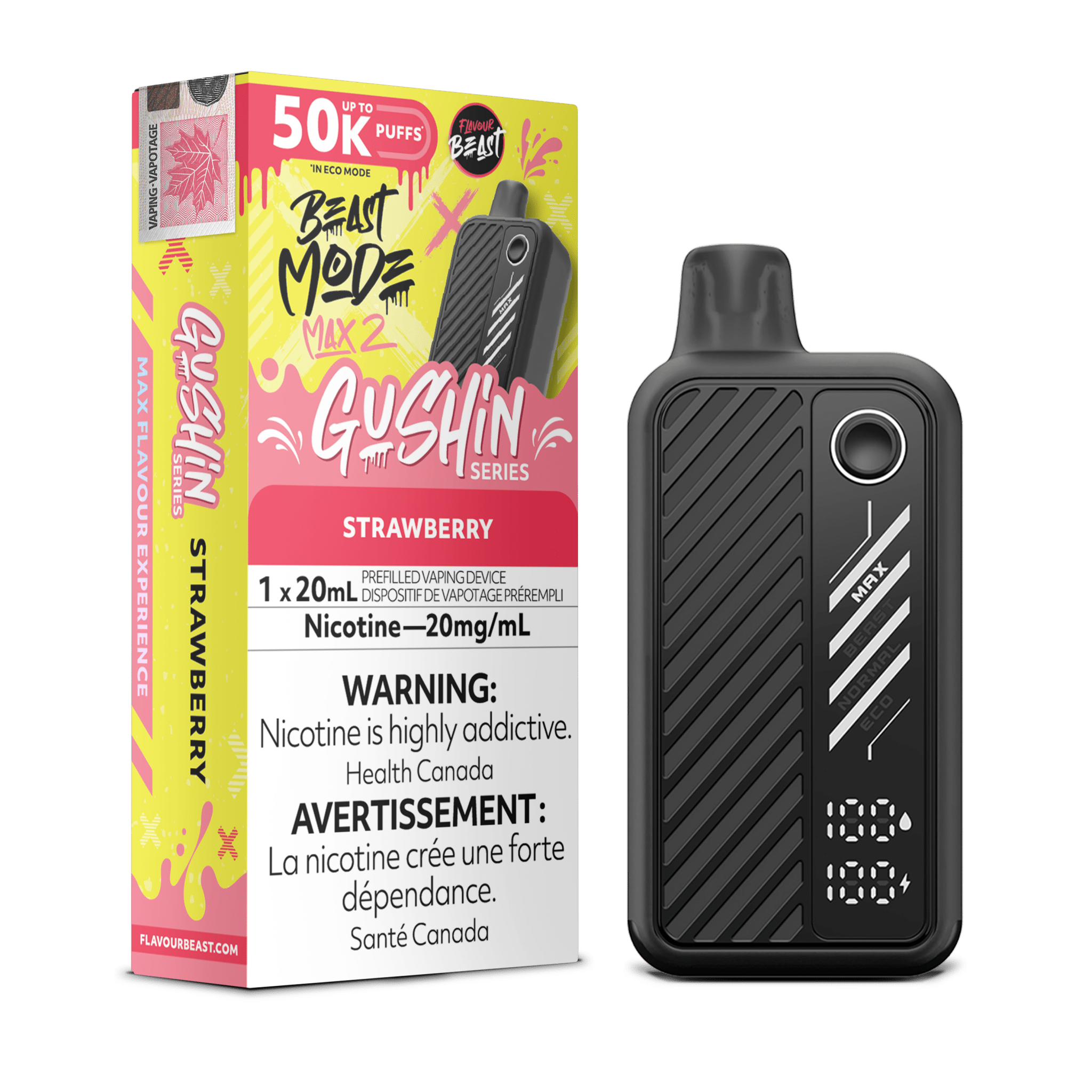 Beast Mode Max 2 50K Gushin Series Strawberry By Flavour Beast - DISPOSABLE - Mister Vapor