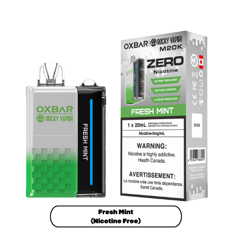 Oxbar M20K Nicotine Free Fresh Mint Disposable Vape - DISPOSABLE - Mister Vapor