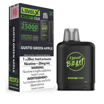 Level X G2 Boost Flavour Beast Pods - Gusto Green Apple, 25k Puffs - Pods - Mister Vapor