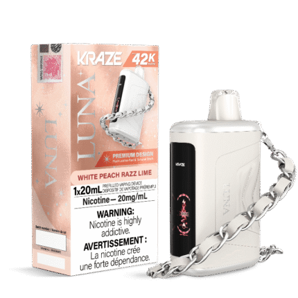 Kraze Luna 42K White Peach Razz Lime Disposable Vape - DISPOSABLE - Mister Vapor