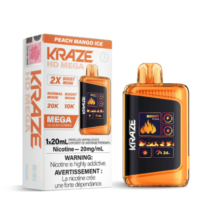 Kraze HD Mega Peach Mango Ice (20K Puffs) Disposable Vape - DISPOSABLE - Mister Vapor