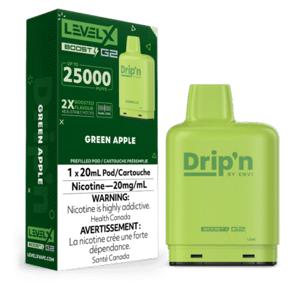 Level X G2 Boost Drip'n Pods - Green Apple, 25k Puffs - PODS - Mister Vapor