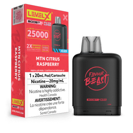 Level X G2 Boost Flavour Beast Pods - Mtn Citrus Raspberry Iced, 25k Puffs - Pods - Mister Vapor