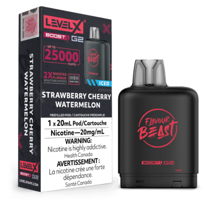 Level X G2 Boost Flavour Beast Pods - Strawberry Cherry Watermelon Iced, 25k Puffs - Pods - Mister Vapor