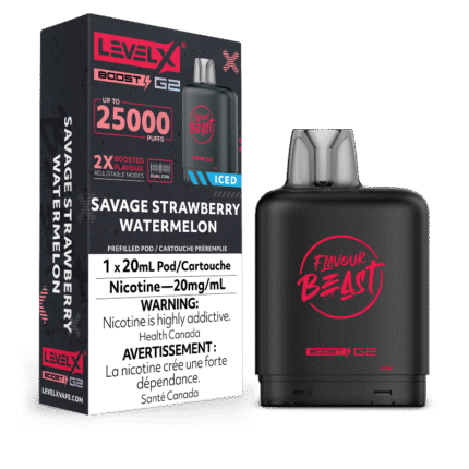 Level X G2 Boost Flavour Beast Pods - Savage Strawberry Watermelon Iced, 25k Puffs - Pods - Mister Vapor