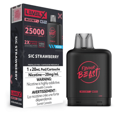 Level X G2 Boost Flavour Beast Pods - Sic Strawberry Iced, 25k Puffs - Pods - Mister Vapor