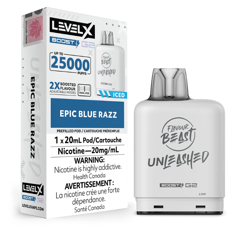 Level X G2 Boost Flavour Beast Pods - Epic Blue Razz Iced, 25k Puffs - Pods - Mister Vapor