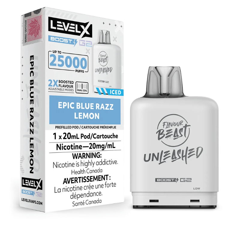 Level X G2 Boost Flavour Beast Pods - Epic Blue Razz Lemon Iced, 25k Puffs - Pods - Mister Vapor
