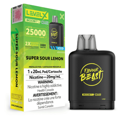 Level X G2 Boost Flavour Beast Pods - Super S.Lemon Iced, 25k Puffs - Pods - Mister Vapor