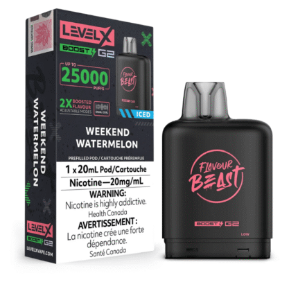 Level X G2 Boost Flavour Beast Pods - Weekend Watermelon Iced, 25k Puffs - Pods - Mister Vapor