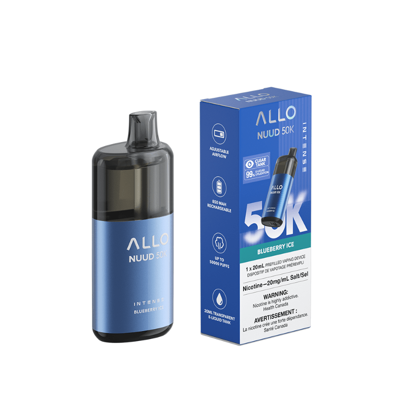 Allo NUUD Blueberry Ice 50K Intense Disposable Vape - DISPOSABLE - Mister Vapor