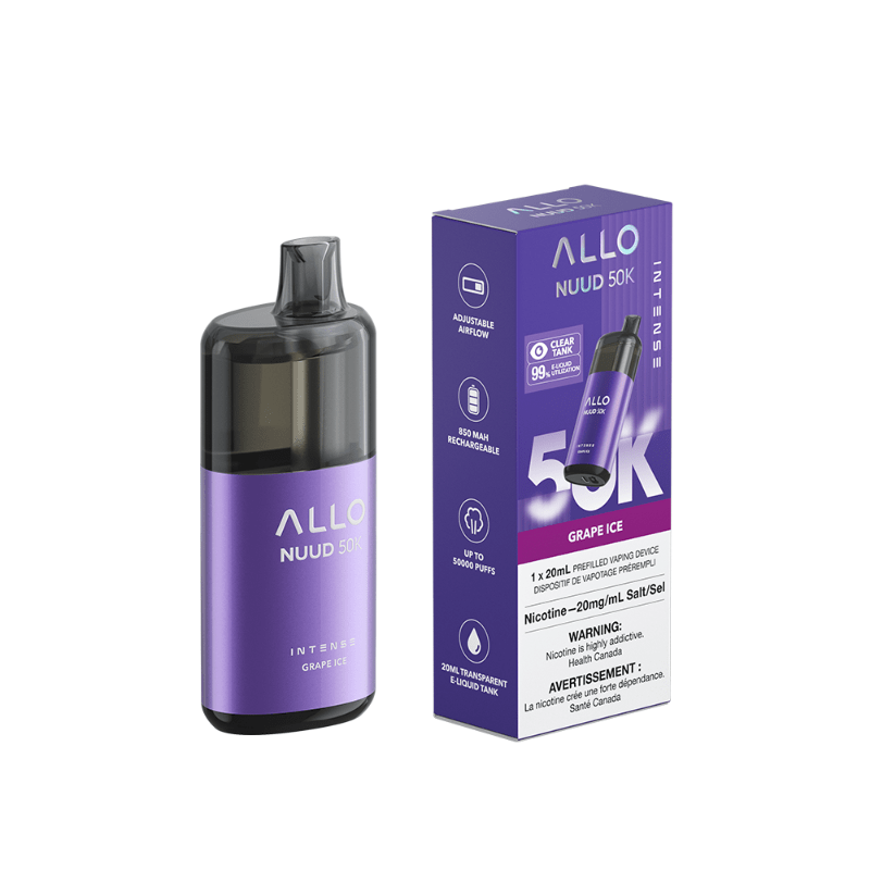 Allo NUUD Grape Ice 50K Intense Disposable Vape - DISPOSABLE - Mister Vapor