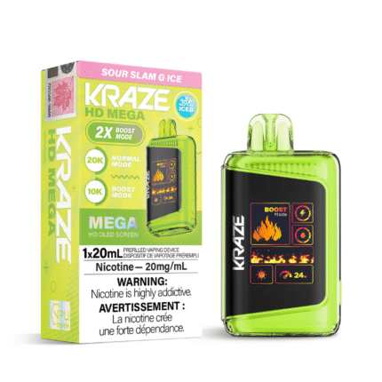 Kraze HD Mega Sour Slam G Ice (20K Puffs) Disposable Vape - DISPOSABLE - Mister Vapor