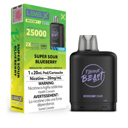 Level X G2 Boost Flavour Beast Pods - Super Sour Blueberry Iced, 25k Puffs - Pods - Mister Vapor