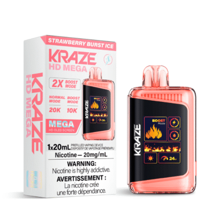Kraze HD Mega Strawberry Burst Ice (20K Puffs) Disposable Vape - DISPOSABLE - Mister Vapor