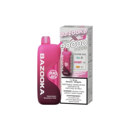 Bazooka 90K Watermelon Strawberry Twist Disposable Vape - DISPOSABLE - Mister Vapor